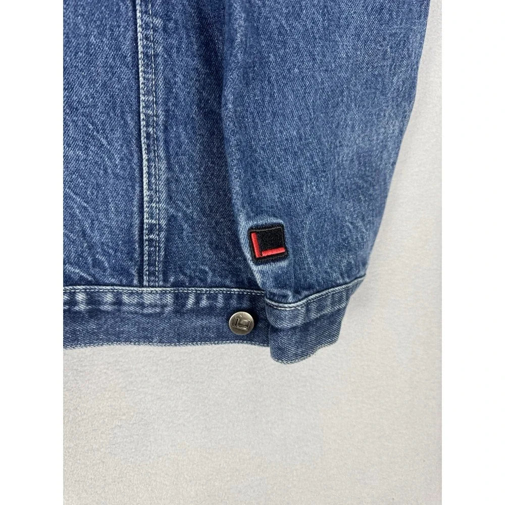 Vintage Fubu Collection Denim Blue Jean Trucker Jacket Pocket Button Mens XL Y2K